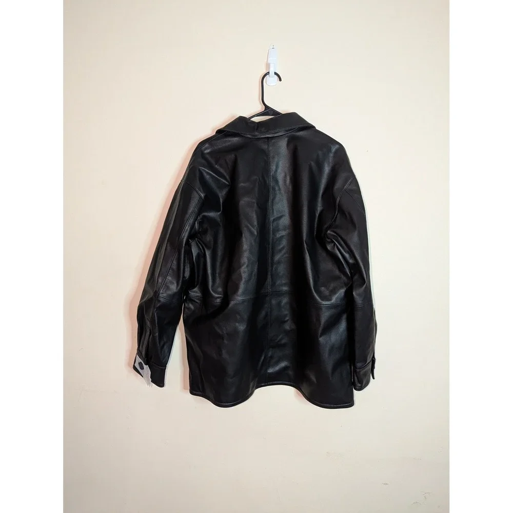 Levis Mens Recycled Leather Shirt Jacket Black Button Front A32500001 Size L NEW - Picture 12 of 13